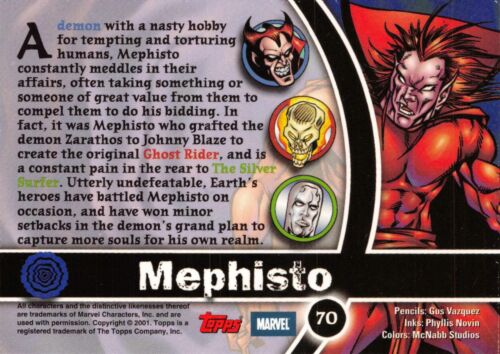 Marvel Legends Topps 2001 Details about   MEPHISTO BASE Trading Card #70 