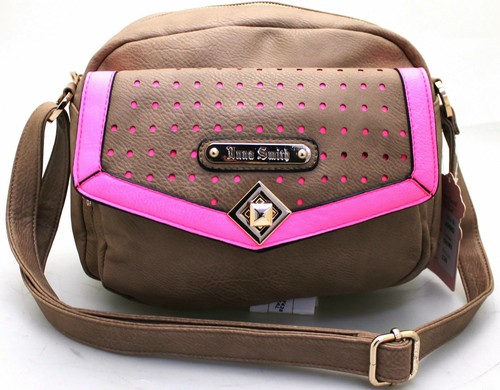 LYDC Anna Smith Womens Ladies Leather Style Satchel Crossbody Laser Cut Handbag