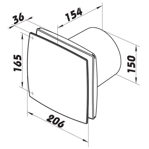 Badventilator Hauslüfter Kleinraumventilator design Lüfter Vents LDA Ø150mm 9308