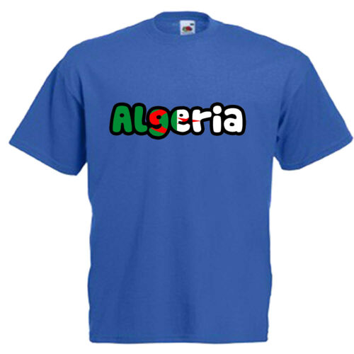 Algeria Text Flag Emblem Adults Unisex Mens T Shirt