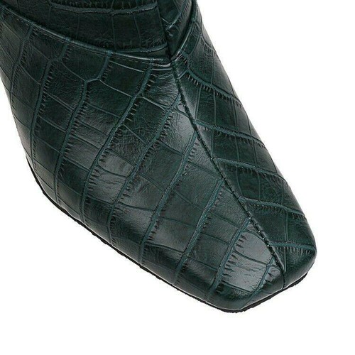 4 Farben Eckig 34-48 Pumps Blockabsatz Knöchel Damenstiefeletten Reptil-Optik