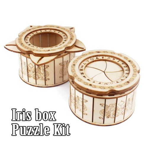 Mechanical Gear Iris Box Treasure 3D Wooden Puzzle Craft Toy Adults Teen Gift