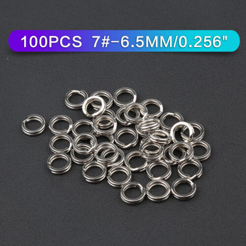 50//100//200Pc Fishing Solid Stainless Steel Snap Split Ring Lure Tackle Connector