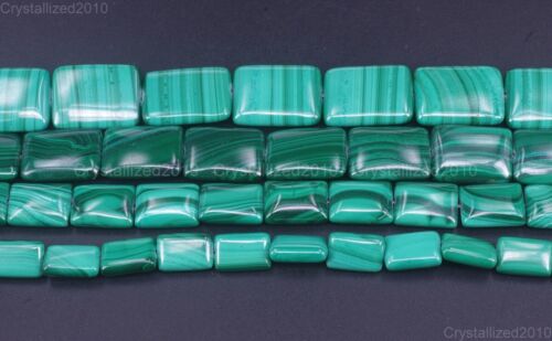 Grade AAA Natural Malachite Gemstone Rectangle Spacer Beads 8mm 10mm 12mm 15.5" 