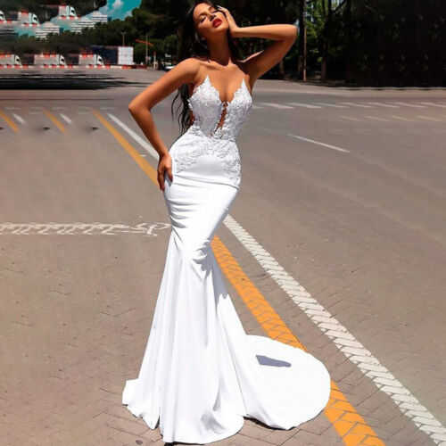 Womens Lace Maxi Long Dress Bodycon Party Wedding Evening Bridal Prom Ball Gown