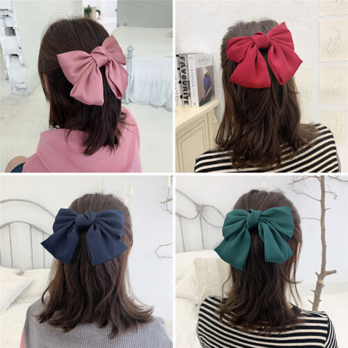 Details about  &nbsp;Girls Accessories Ribbon Bow Hair Pin Bowknot Hair Clip Barrette Solid Color 1PC
