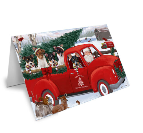 Cats Pets Dog Photo Red Truck Express Delivery Christmas Santa Greeting Cards