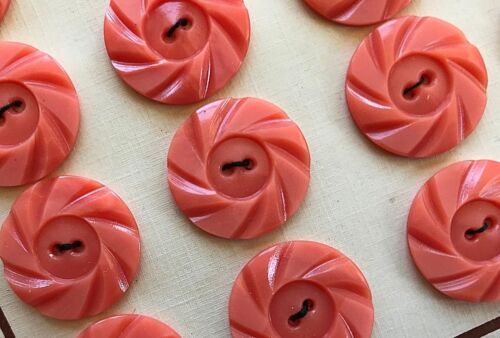 Vintage Buttons 1930/'s 24 Peach Color Casein 2-Hole Wheel Buttons