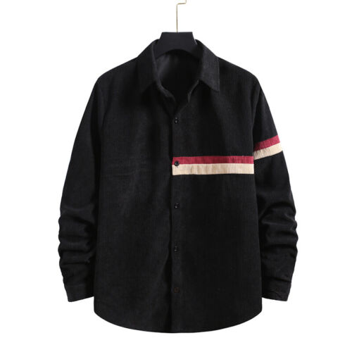 Men/'s Long Sleeve Corduroy Cord Shirt Casual Loose Button-Down Top Coats