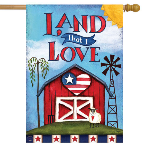 Land That I Love Patriotic House Flag Summer Barn 28" x 40" Briarwood Lane 