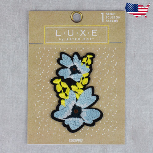 Blue Flowers Embroidered Peel and Stick//Sew on Patch-Retro Pop LUXE Applique
