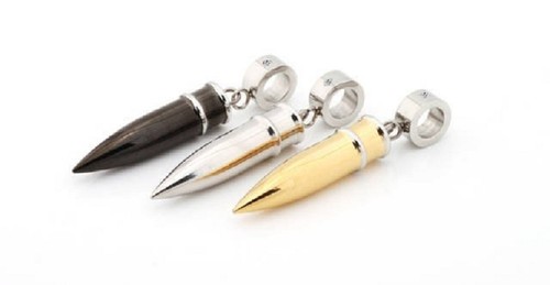 Kette mit Anhänger Patrone Bullet Zirkonia Edelstahl 316 neu silber gold schwarz