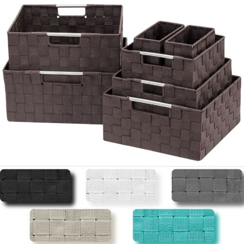Woven Fabric Basket Organizer Bins 7-Pack Storage Box Set for Closet & Shelves 