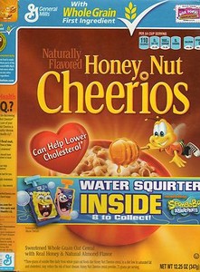 General Mills Honey Nut Cheerios SpongeBob Water Squirter Empty Cereal Box W Toy | eBay
