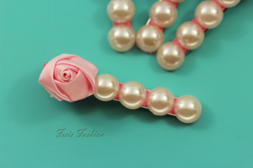 Haarklammer Haarspange Rose Blume Blüte Perlen Haarschmuck A402
