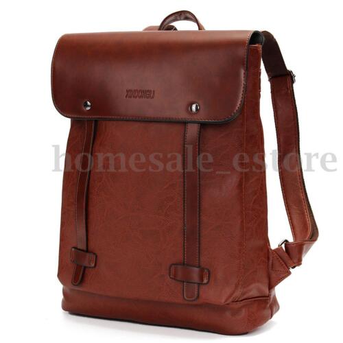 Men Women VintageLeather Backpack Messenger Bag Satchel Laptop Travel Rucksack 