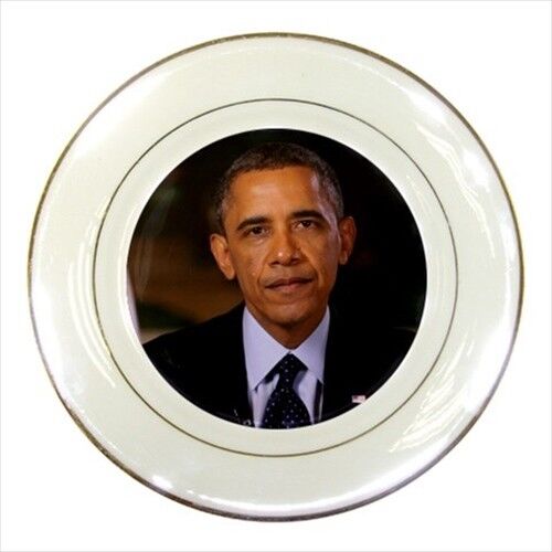 Barack Obama Illinois Gold Trimmed Porcelain Plate with Display Stand