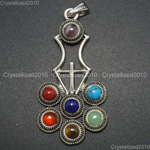 Natural Gemstones Moon Wings Cross Infinity Crown Chakra Healing Pendant Beads