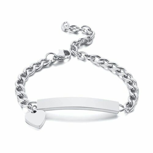 Unisex Kids Personalize Bracelet Figaro Chain Smooth Bangle Baby Name Bracelets 