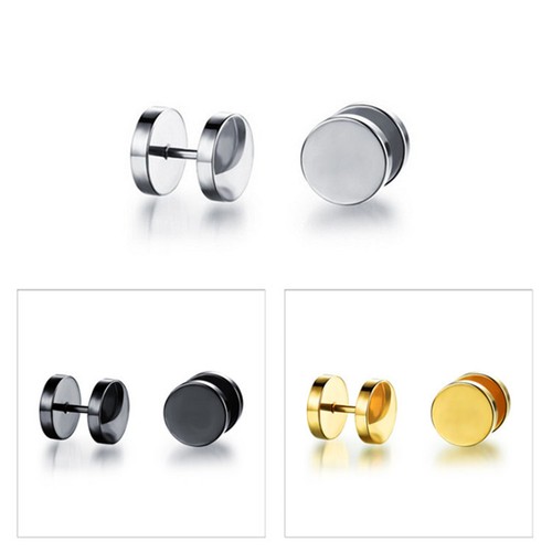 10 Pcs Assorted Color Punk Style Fake Ear Plugs Gothic Barbell Stud Earrings