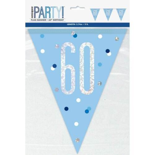 13th-100th Blue Triangle Birthday Flag Pennant Banner 9ft Party Decorations 