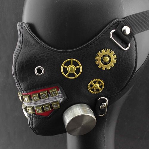 steampunk Cosplay leather Mask Unisex gears Masque #423 