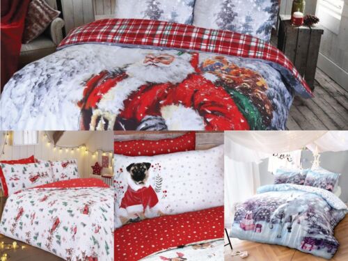 Christmas Duvet Covers Father Christmas~Santa Sleigh~Festive Pug~ Unicorn~New 