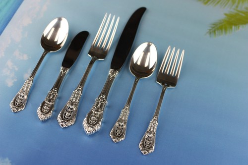 WALLACE STERLING SILVER ROSE POINT 6 PIECES PLACE SETTING MINT EXCELLENT COND