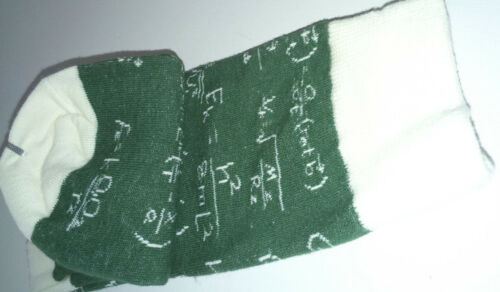 EQUATIONS SCIENCE MATHS SOCKS Ladies Mens ANKLE HIGH Bottle Green & Cream WOVEN 