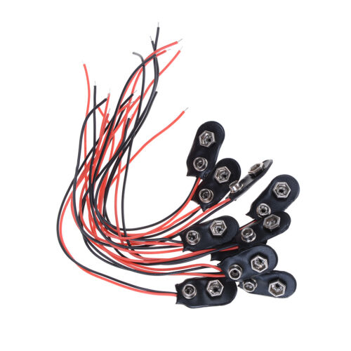 10pcs Black Red Cable Connection 9V Battery Clips Connector Buckle 15c Y_B6 