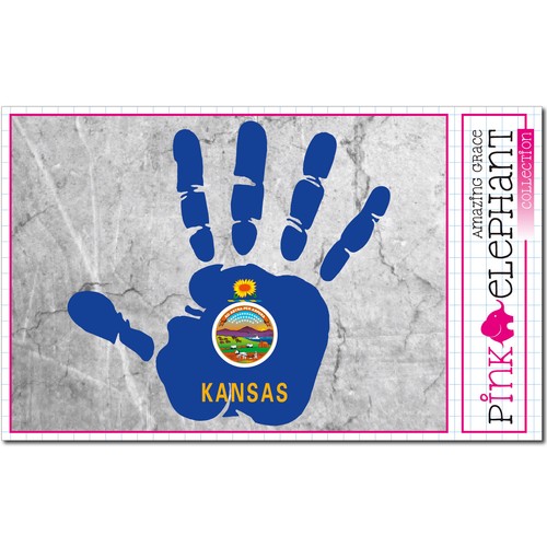rechte Hand sticker right hand Aufkleber Kansas Handabdruck finger