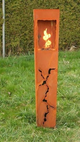 Laterne Gartenfackel 125cm Rost Herbstdeko