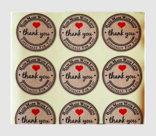 60x Round Kraft Paper Thank You Sticker Seal Label Gift Packaging Tags Decor 