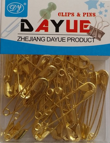 New 50pcs Gold Safety Metal Pins Sewing Costume Craft Dressmaking 37mm UK