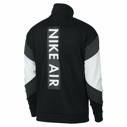 NIKE MEN/'S SIZE LARGE NSW AIR POLYKNIT TRACK JACKET AJ5321-010 BLACK//GREY//WHITE