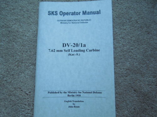 East German SKS Operator Manual 7.62x39  English Translation 1958  77 Pages 