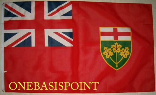 3'x5' Ontario Flag Canada Province Banner British Union Jack Coat of Arms 3X5 