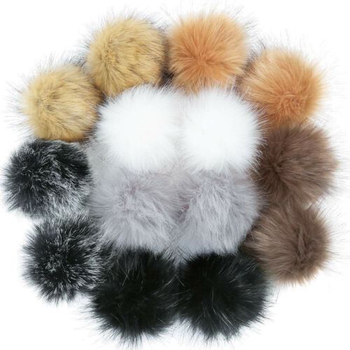14PC DIY Faux Fur Fluffy Pompom Ball for Hats Shoes Scarves Keychains Bag Charms