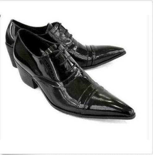 British Style Mens Cuban Heel Pointy Toe Lace Up Dress Formal Shoes Business Hot