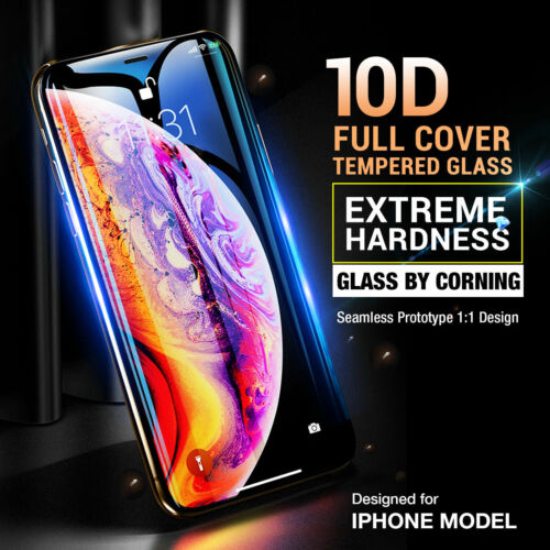 10D Completo Protector de Pantalla de Vidrio Templado para iPhone 6 7 8 Plus X Xr XS Max Y1