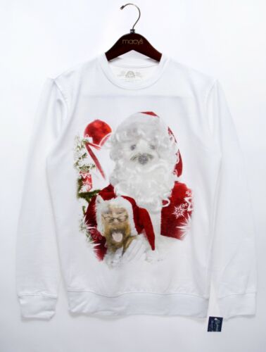 AMERICAN RAG NEW 4281 Holiday Santa and Dog Faceswap Meme Sweatshirt L 