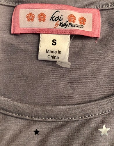Details about / Kathy Peterson Koi medical nurse scrub shirt top blouse Small Gray long sleeve