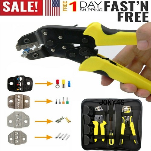 4In1 Wire Crimpers Ratcheting Terminal Crimping Pliers Cord End Terminals Tools