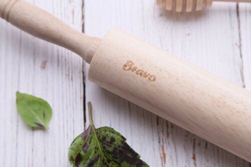 Wooden Rolling Pin with Rotating Handles by Bravo Eco Bamboo Rolling Pin 