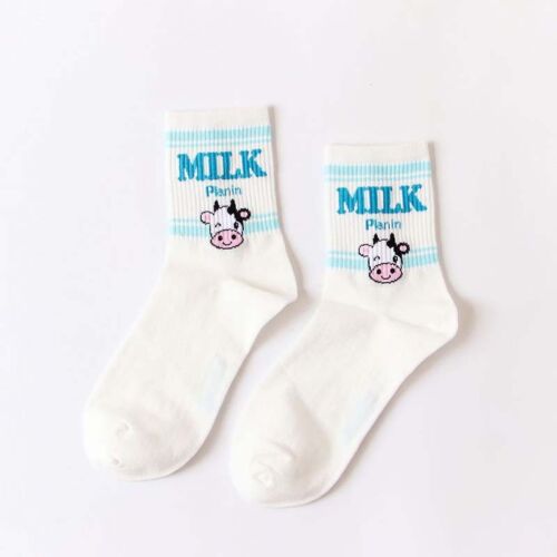 Cute Fruit Milk Korean Socks Womens Girls Japanese Harajuku Funny Kawaii Socks