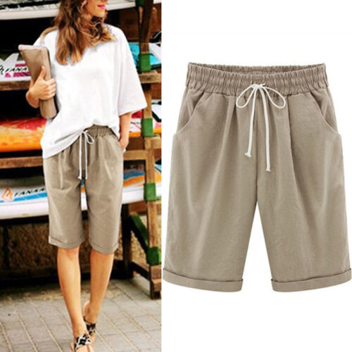 Womens Ladies Combat Chino Cargo Shorts Knee Length Casual Pants Summer Trousers