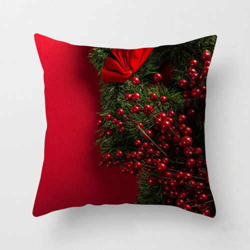 Red Merry Christmas Pillow Cases Cotton Sofa Cushion Cover Home Decor Bless Gift