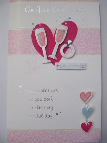 STUNNING LUXURY GLITTER /& JEWELS ON YOUR ENGAGEMENT GREETING CARD