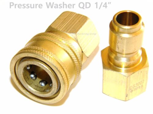Pressure Washer Hose Wand 1//4/" Brass Plug /& Socket QD