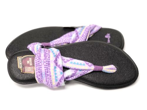 Sanuk Youth Yoga Sling Burst Purple Multi Canvas Kids Flip Flop Sandals 1011419Y